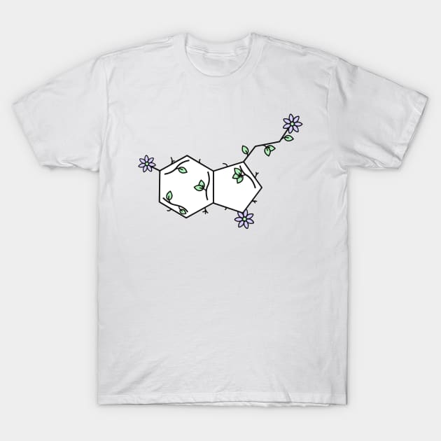 Serotonin neurotransmitter organic with flower and leaves floral. T-Shirt by labstud